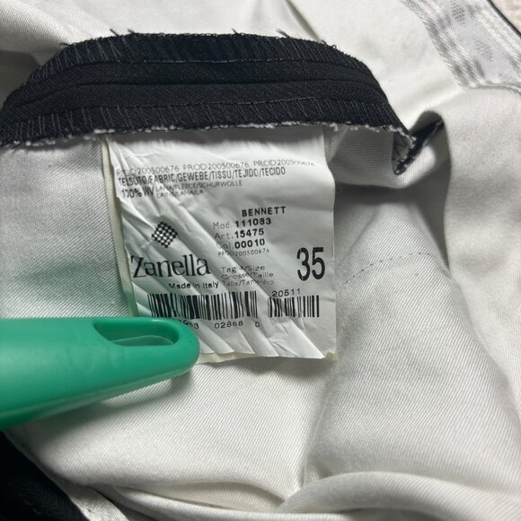 Zanella Bennet Men Black Pure Virgin Wool Dress Pants Made in Italy Slacks 35x31 - Picture 6 of 9